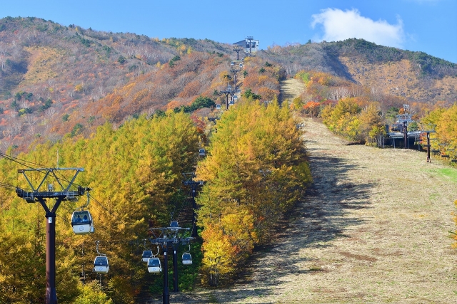 秋の安達太良山　ゴンドラ付近