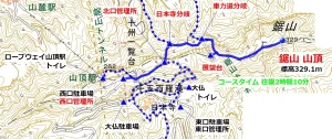 鋸山 登山 西口管理所コース　ルート図 地図