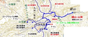 鋸山 登山 東口管理所コース　ルート図 地図