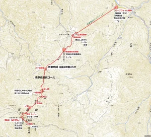 石鎚山 登山 地図　表参道 ロープウェイコース