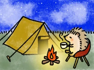 テント泊の炊事で水を使うハリネズミ