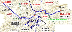 鋸山 登山 ロープウェイコース　ルート図　地図