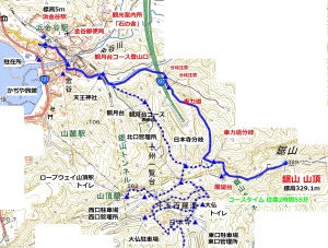 鋸山 登山 車力道コース　ルート図 地図