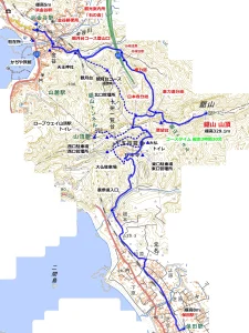 鋸山 登山 表参道から車力道 縦走コース　ルート図 地図